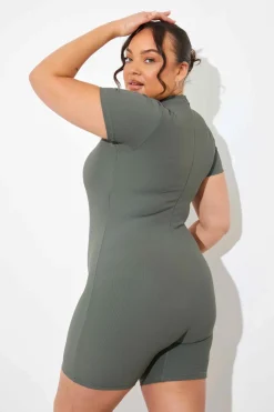 Built-in Bra Short Sleeve Sculpt and Control Short Unitard
