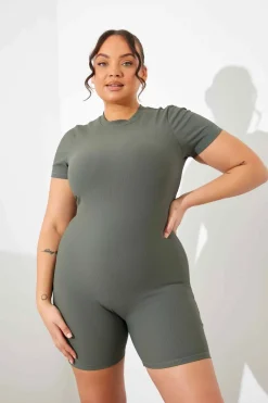 Built-in Bra Short Sleeve Sculpt and Control Short Unitard