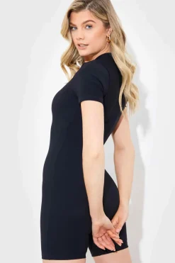 Built-in Bra Short Sleeve Sculpt and Control Short Unitard