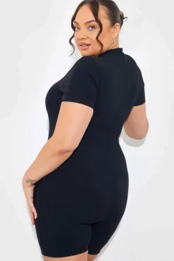 Built-in Bra Short Sleeve Sculpt and Control Short Unitard