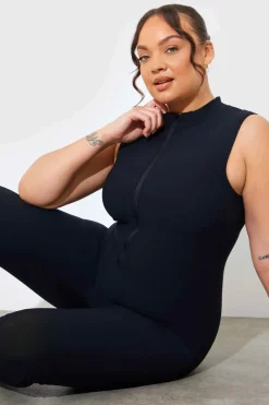 Built-In Bra Zip Front Sculpt and Control Unitard
