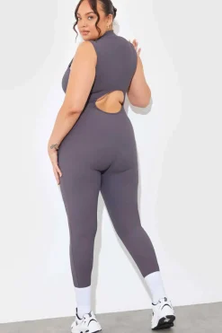 Built-In Bra Zip Front Sculpt and Control Unitard