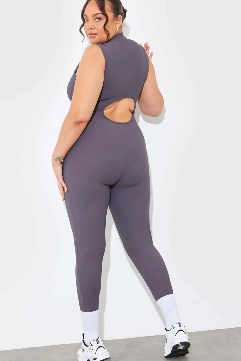 Built-In Bra Zip Front Sculpt and Control Unitard