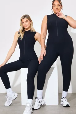 Built-In Bra Zip Front Sculpt and Control Unitard