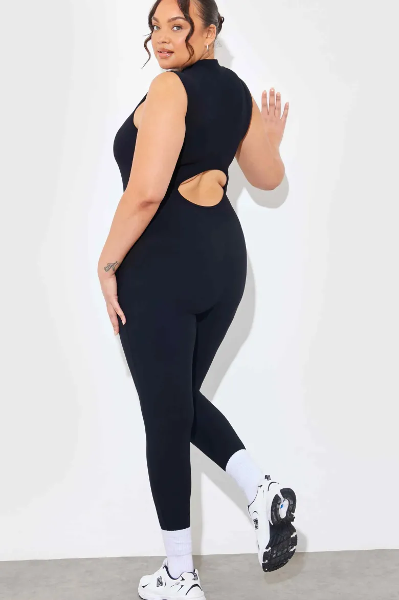 Built-In Bra Zip Front Sculpt and Control Unitard