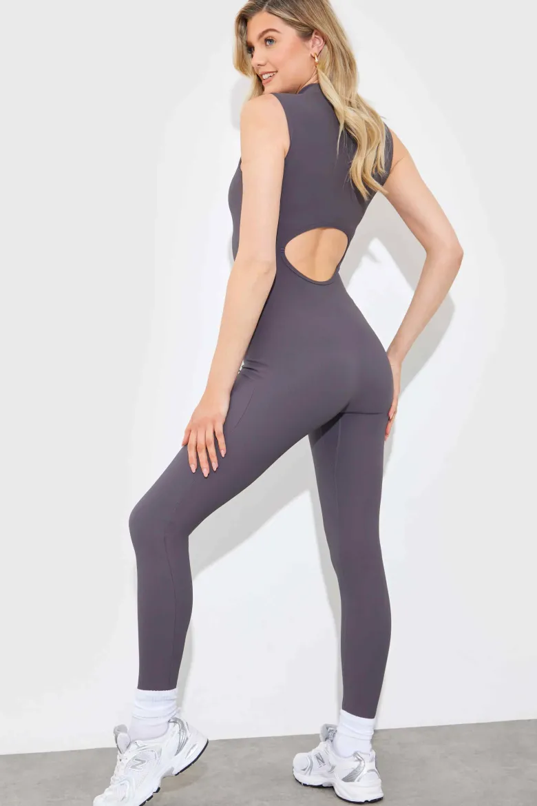 Built-In Bra Zip Front Sculpt and Control Unitard