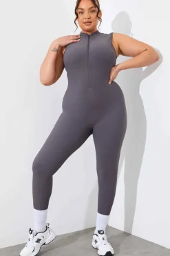 Built-In Bra Zip Front Sculpt and Control Unitard