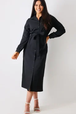 Button Up Belted Dress