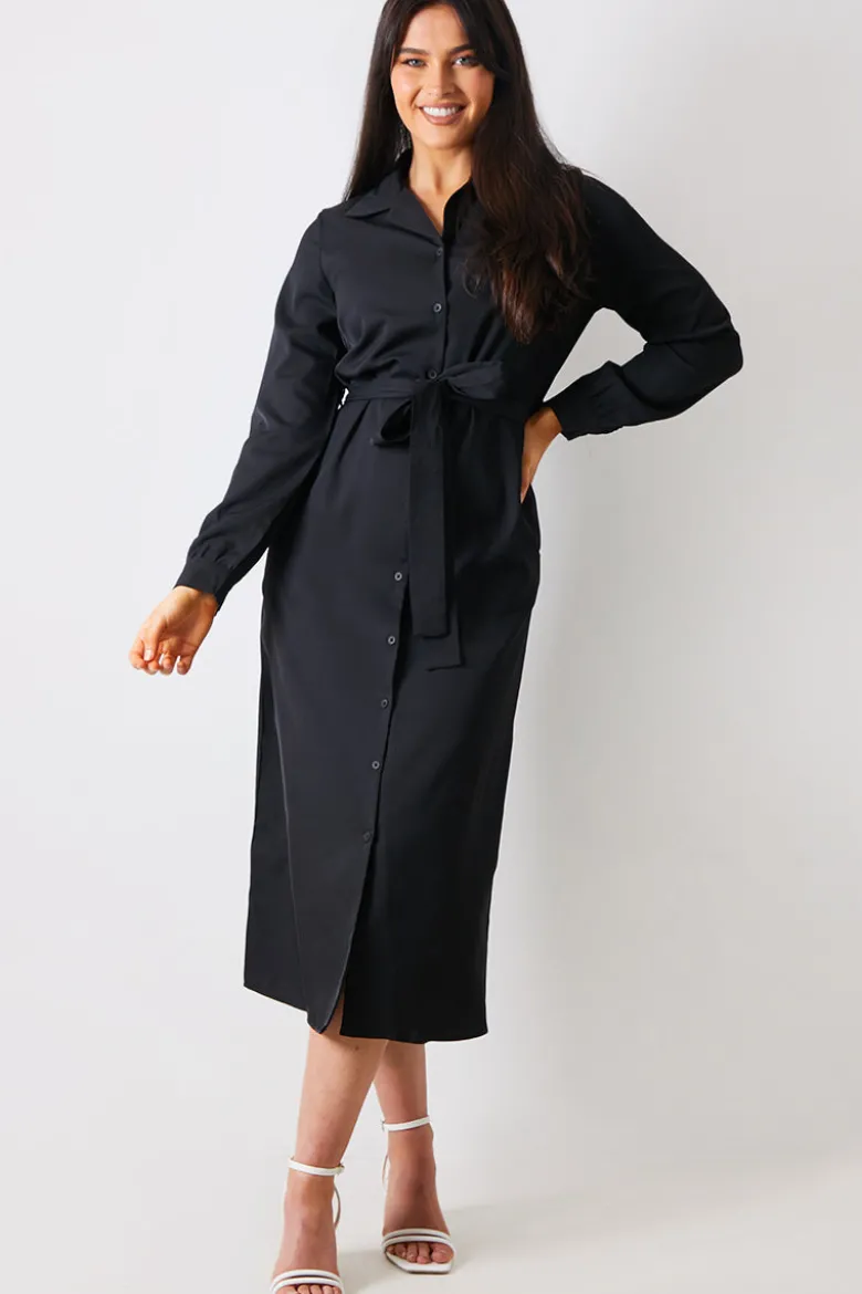 Button Up Belted Dress