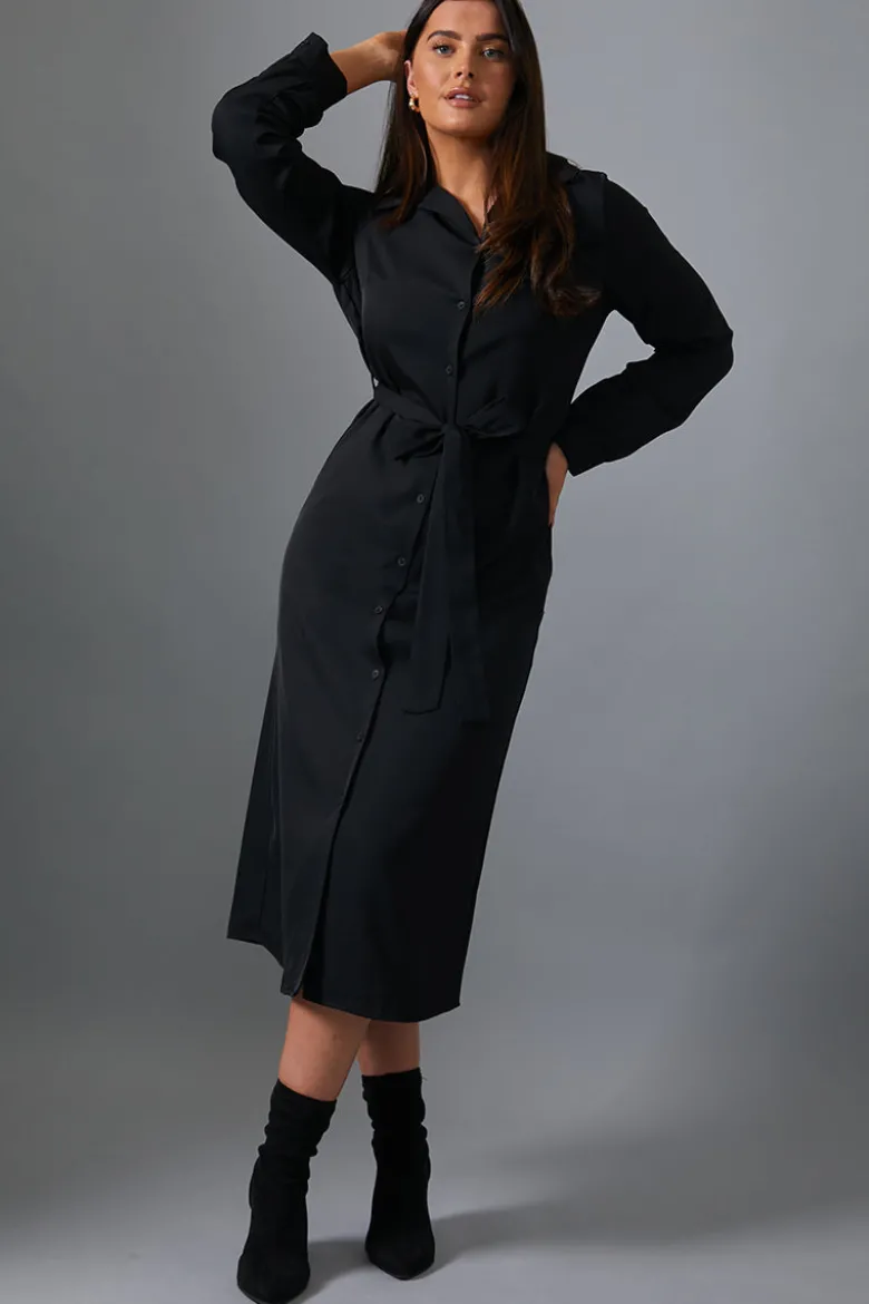 Button Up Belted Dress