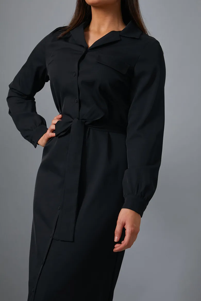 Button Up Belted Dress