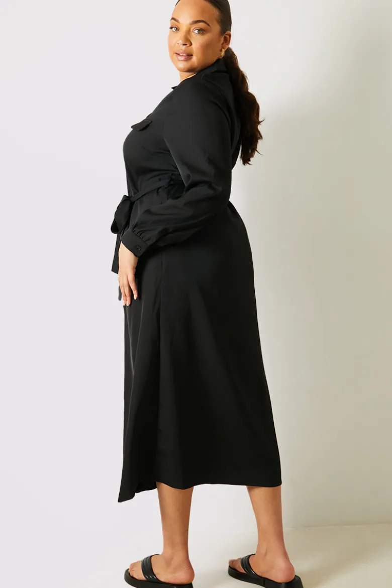 Button Up Belted Dress