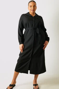 Button Up Belted Dress