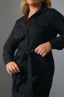 Button Up Belted Dress