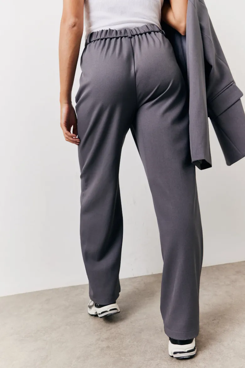 Charcoal Elastic Waist Back Trouser