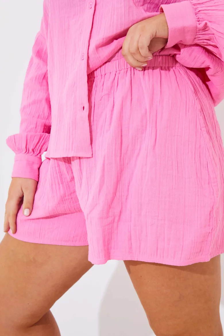 Cheesecloth Elasticated Waist Co-Ord Short