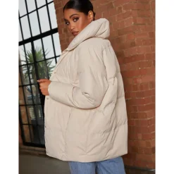 Chi Chi London Padded Puffer Coat in Cream