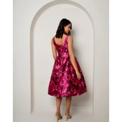 Chi Chi London Sleeveless Floral Fit and Flare Midi Dress in Purple