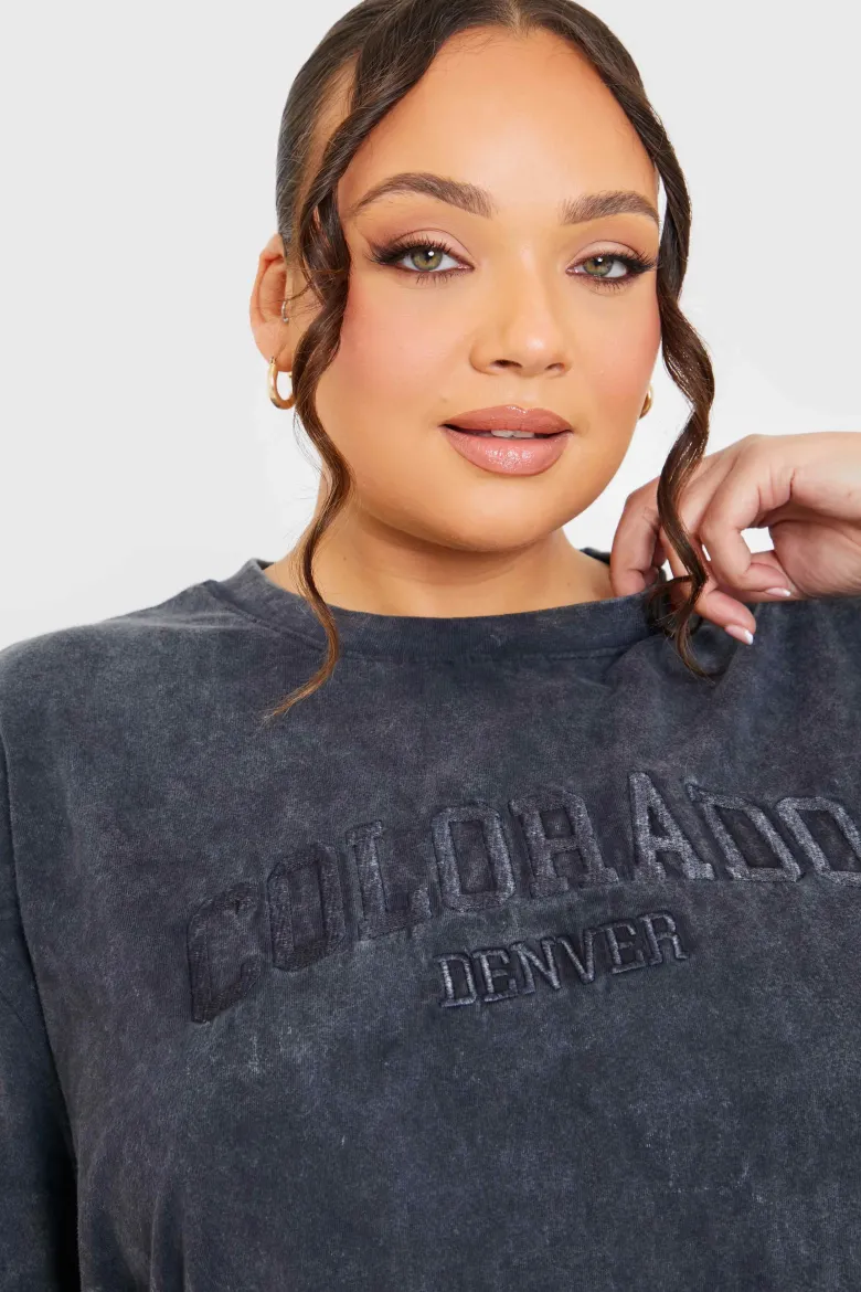 Colorado' Acid Wash Slogan T-Shirt