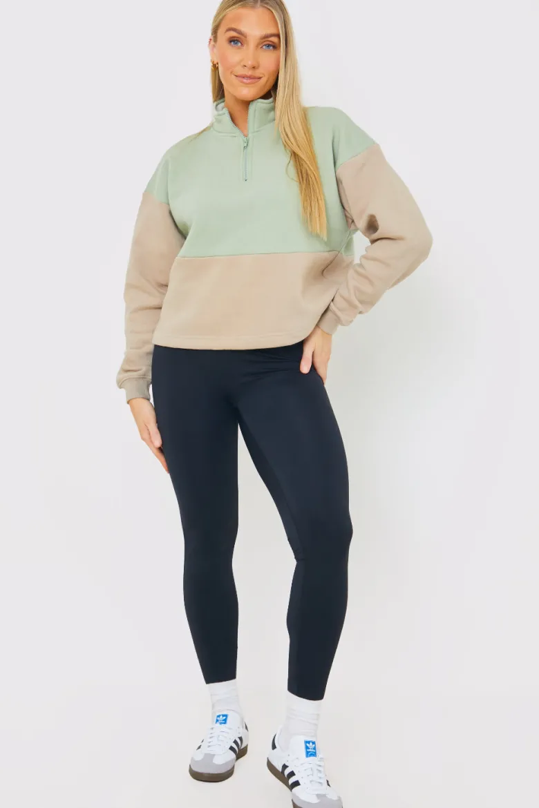 Colourblock Half Zip Sweatshirt