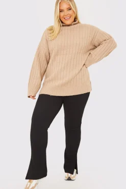 Compact Rib Split Hem Leggings