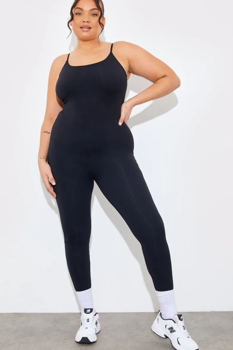 Contour Built-In Bra Scoop Neck Strappy Unitard