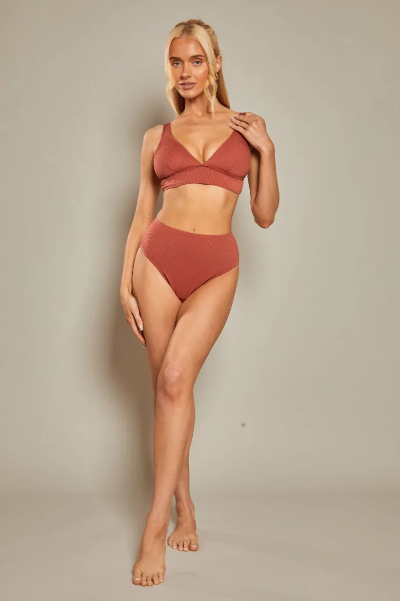 Contour Rib High Leg High Waisted Bikini Bottoms