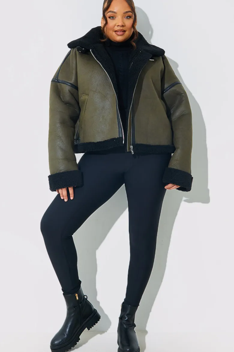 Contrast Borg Aviator Jacket