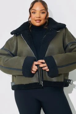 Contrast Borg Aviator Jacket