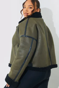 Contrast Borg Aviator Jacket