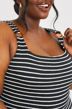 Control Crinkle Stripe Ring Detail Swimsuit