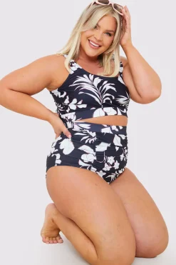 Control Floral Print Ruched High Waisted Bottoms