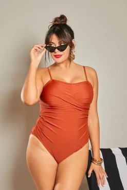 Control Ruched Crossover Detail Swimsuit