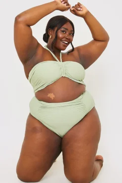 Control Ruched Detail High Waisted Bikini Bottom