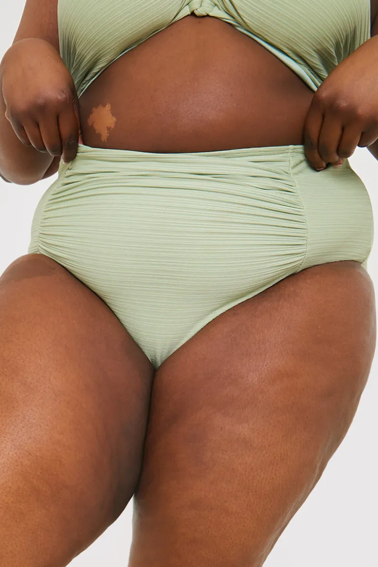 Control Ruched Detail High Waisted Bikini Bottom