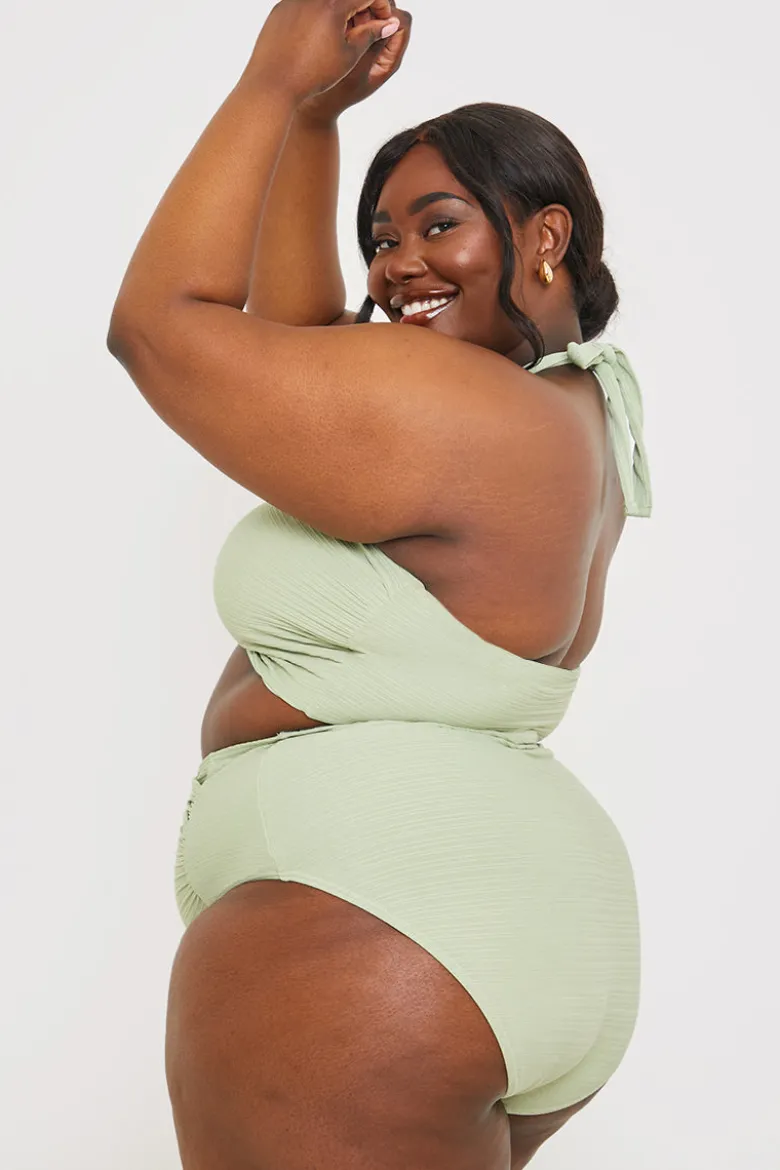 Control Ruched Detail High Waisted Bikini Bottom