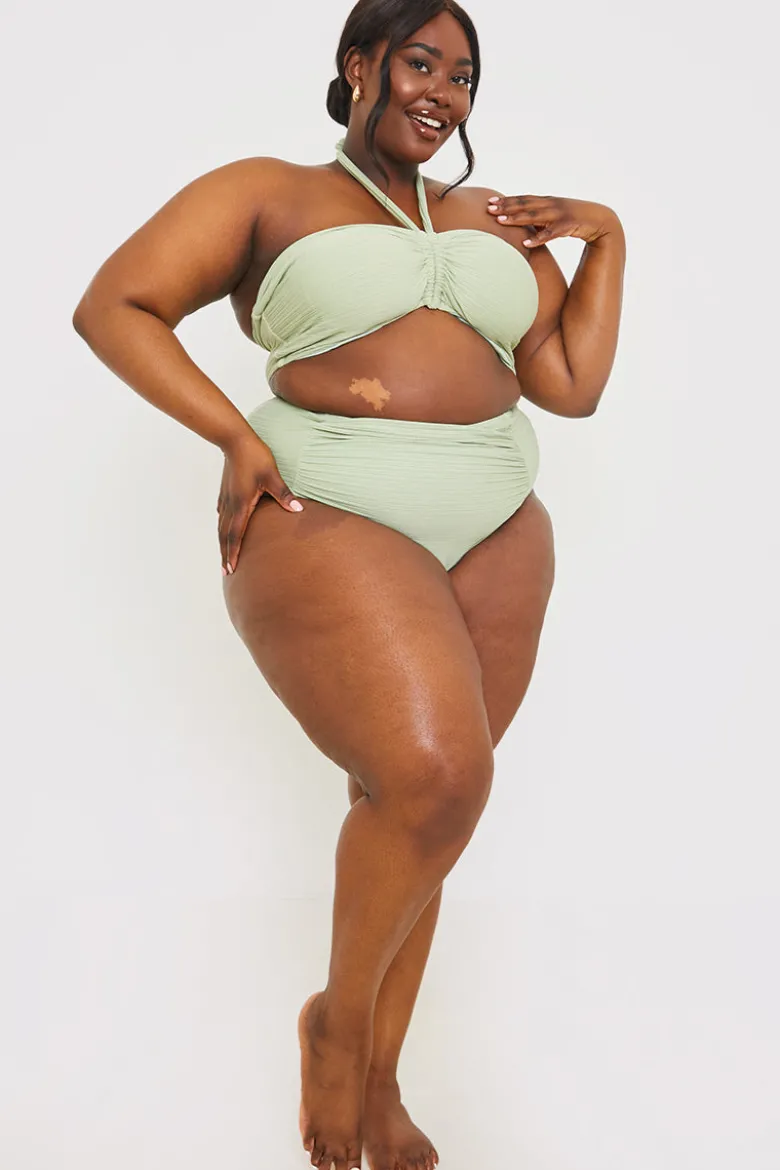 Control Ruched Detail High Waisted Bikini Bottom