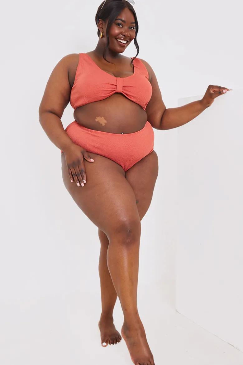 Control Textured High Waist Bikini Bottoms