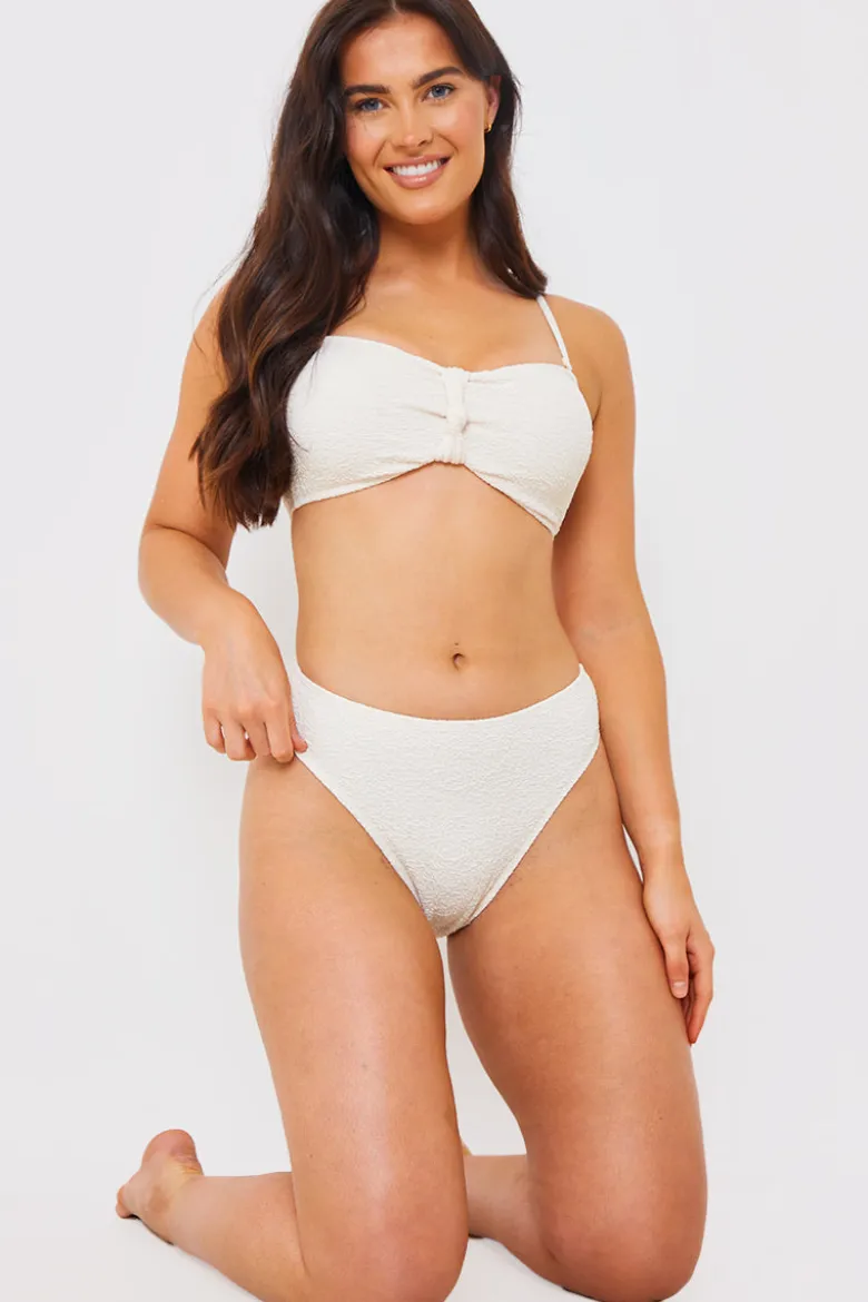 Control Textured High Waist Bikini Bottoms