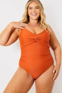 Control Twist Front Gold Bar Swimsuit