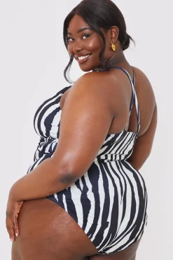 Control Zebra Print Knot Detail Cut Out Swimsuit