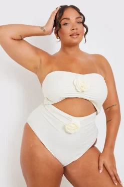 Corsage Detail Bandeau Swimsuit