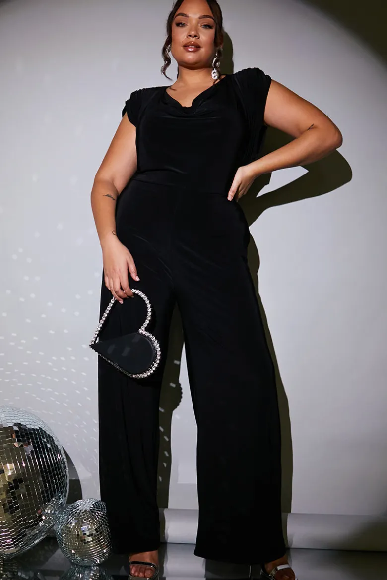 Cowl Neck Double Slinky Jumpsuit