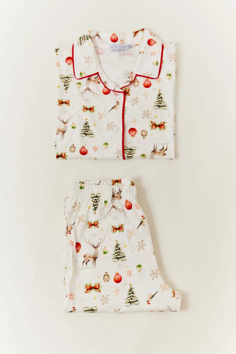 Cream Kids Christmas Matching Family Pj Set