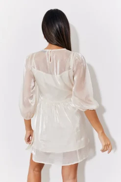 Cream Organza Babydoll Mini Dress