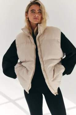 Cream Oversized Puffer Gilet