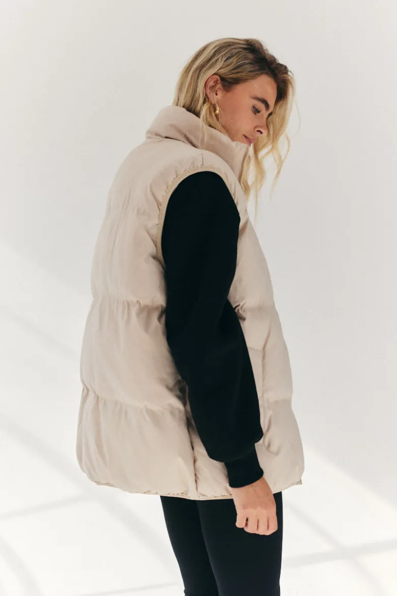 Cream Oversized Puffer Gilet