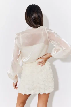 Cream Shimmer Organza Shirt