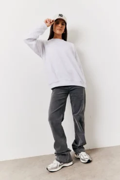 Crew Neck Fleeceback Sweater