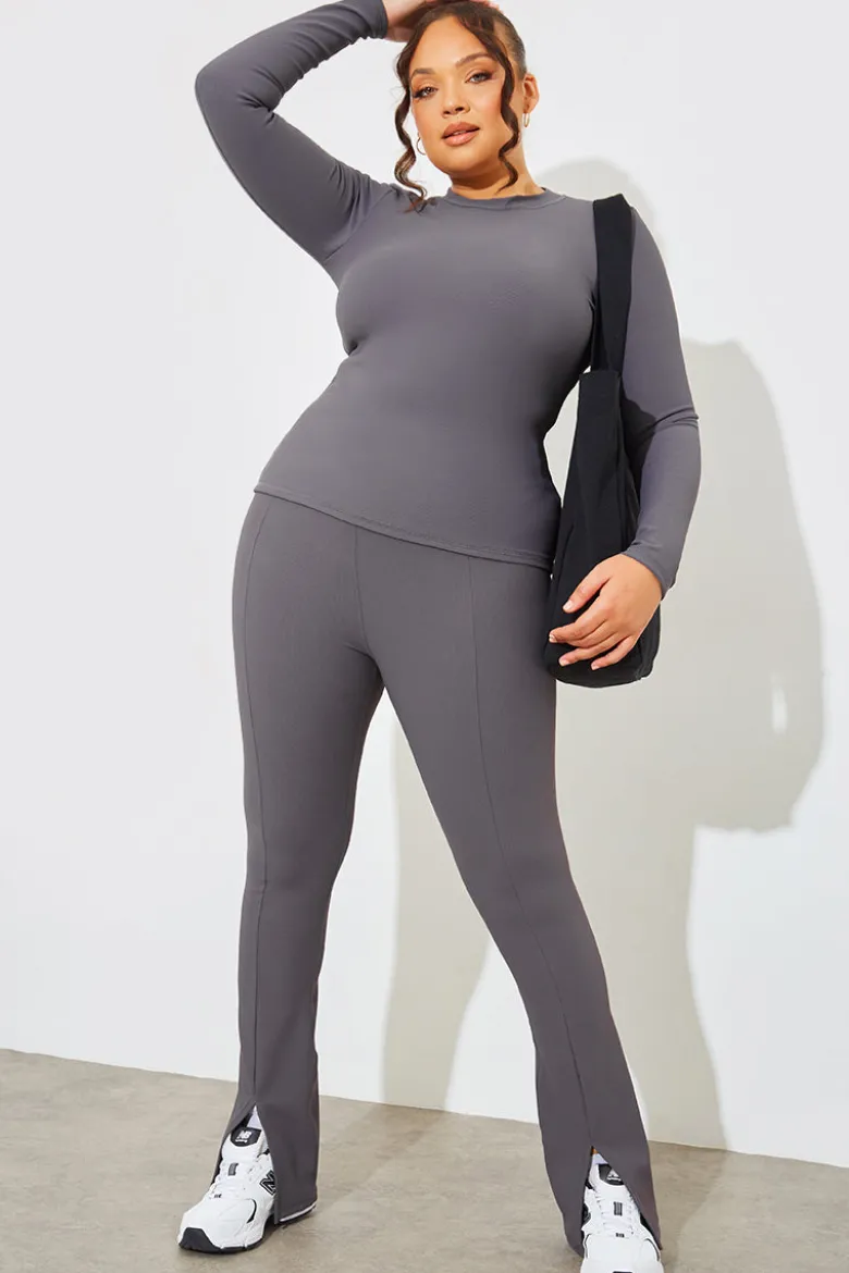 Crew Neck Long Sleeve Rib Top